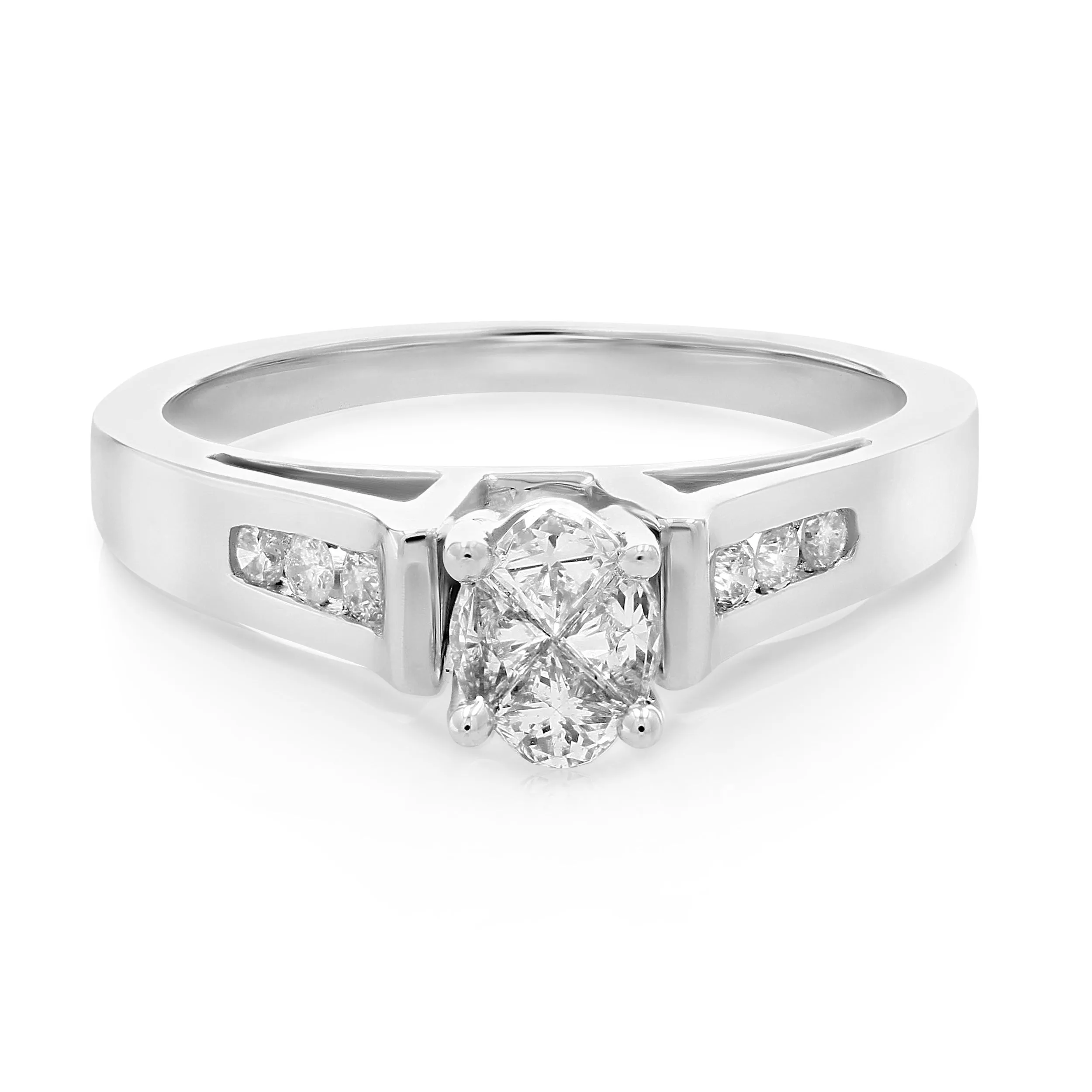 0.60 cttw Diamond Engagement Ring 14K White Gold Wedding Bridal