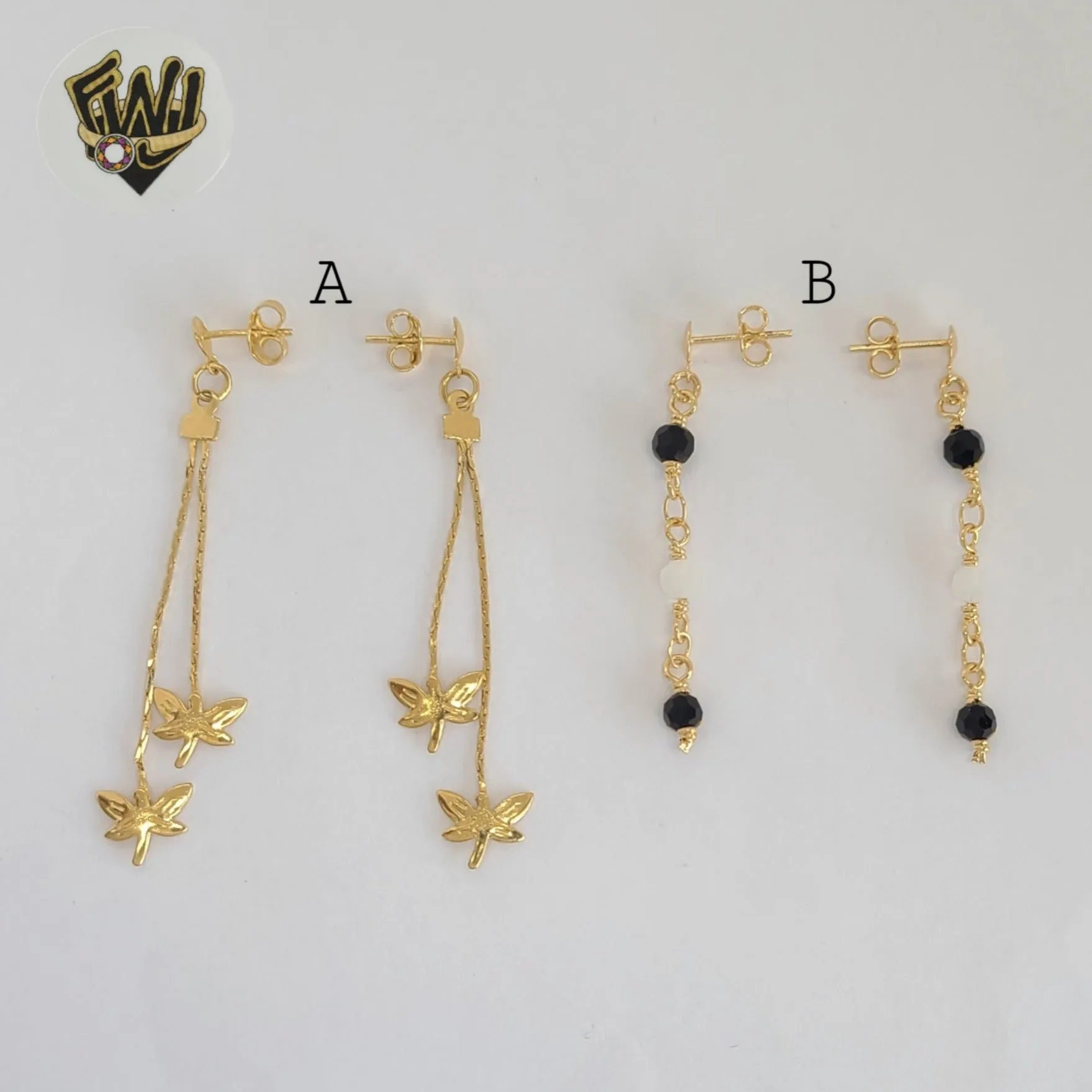 (1-1224) Gold Laminate - Long Earrings - BGF