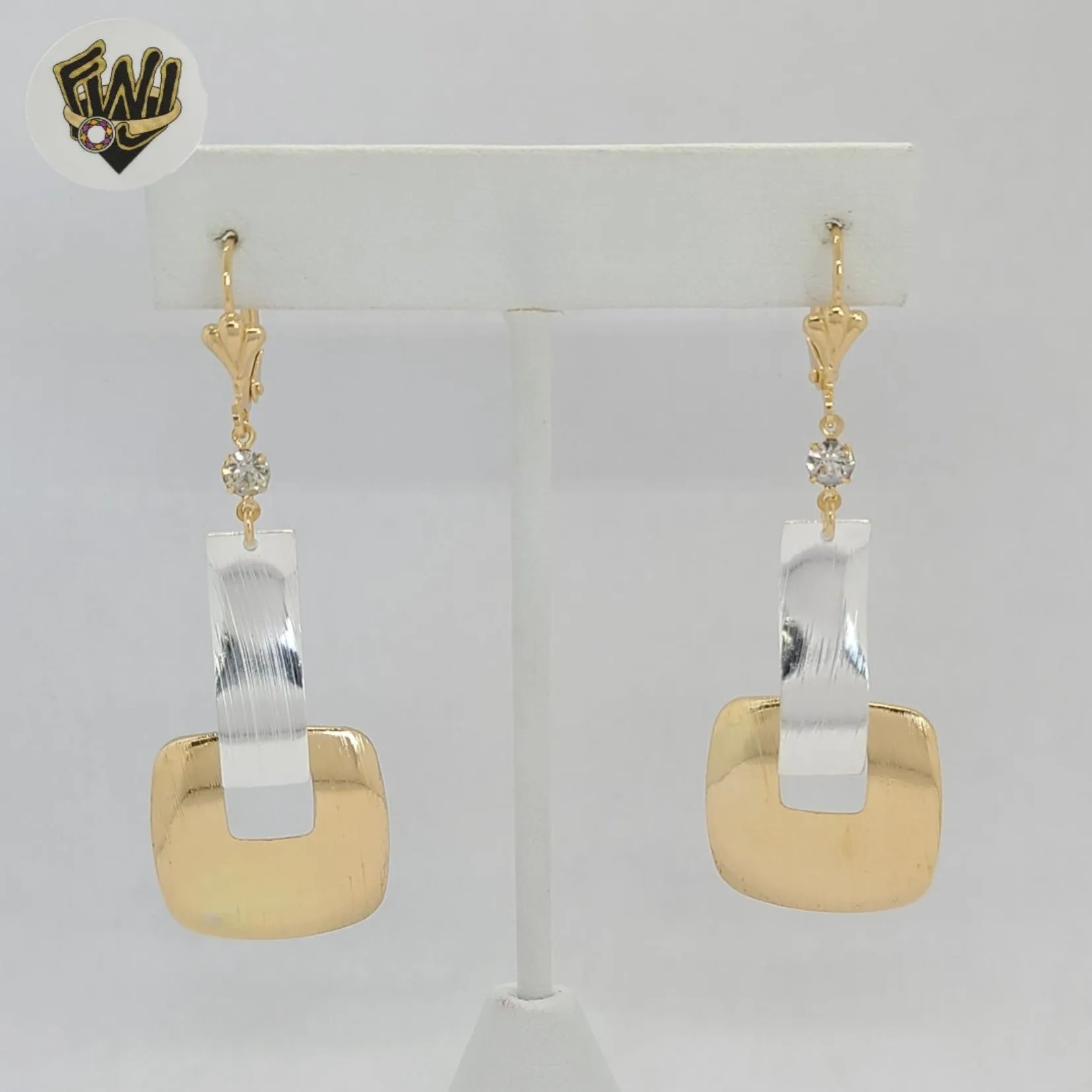 (1-1231-3) Gold Laminate - Two Tones Long Earrings - BGF