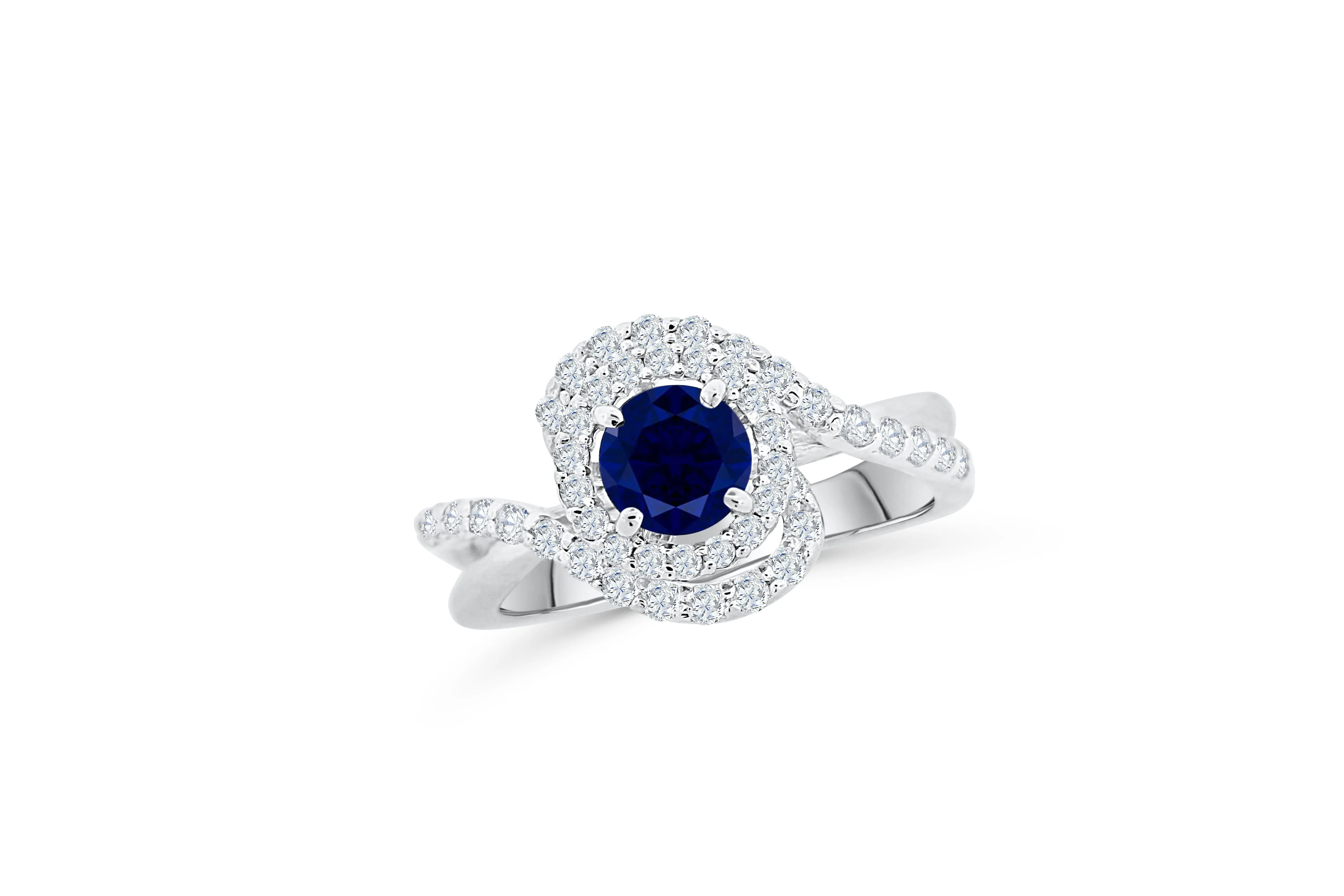 1.04 CT Sapphire Diamond Ring 0.53 CT TW 14K White Gold SPR004