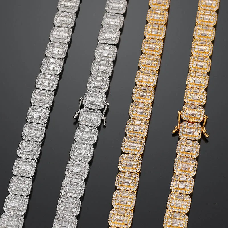 12mm ICED OUT BIG SQUARE TENNIS Chain/Bracelet