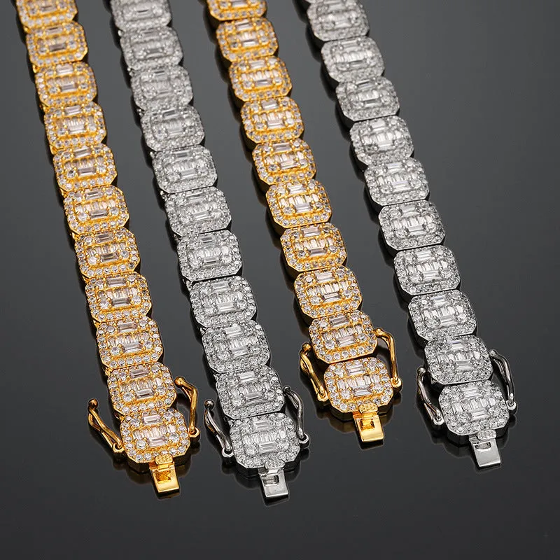 12mm ICED OUT BIG SQUARE TENNIS Chain/Bracelet