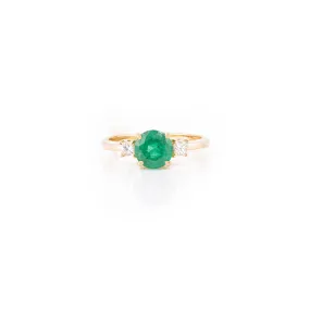 14k Emerald & Diamond Three-Stone Engagement Ring