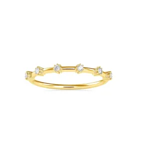 14k Gold Genuine Diamond Thin Distance Promise Stack Ring Band