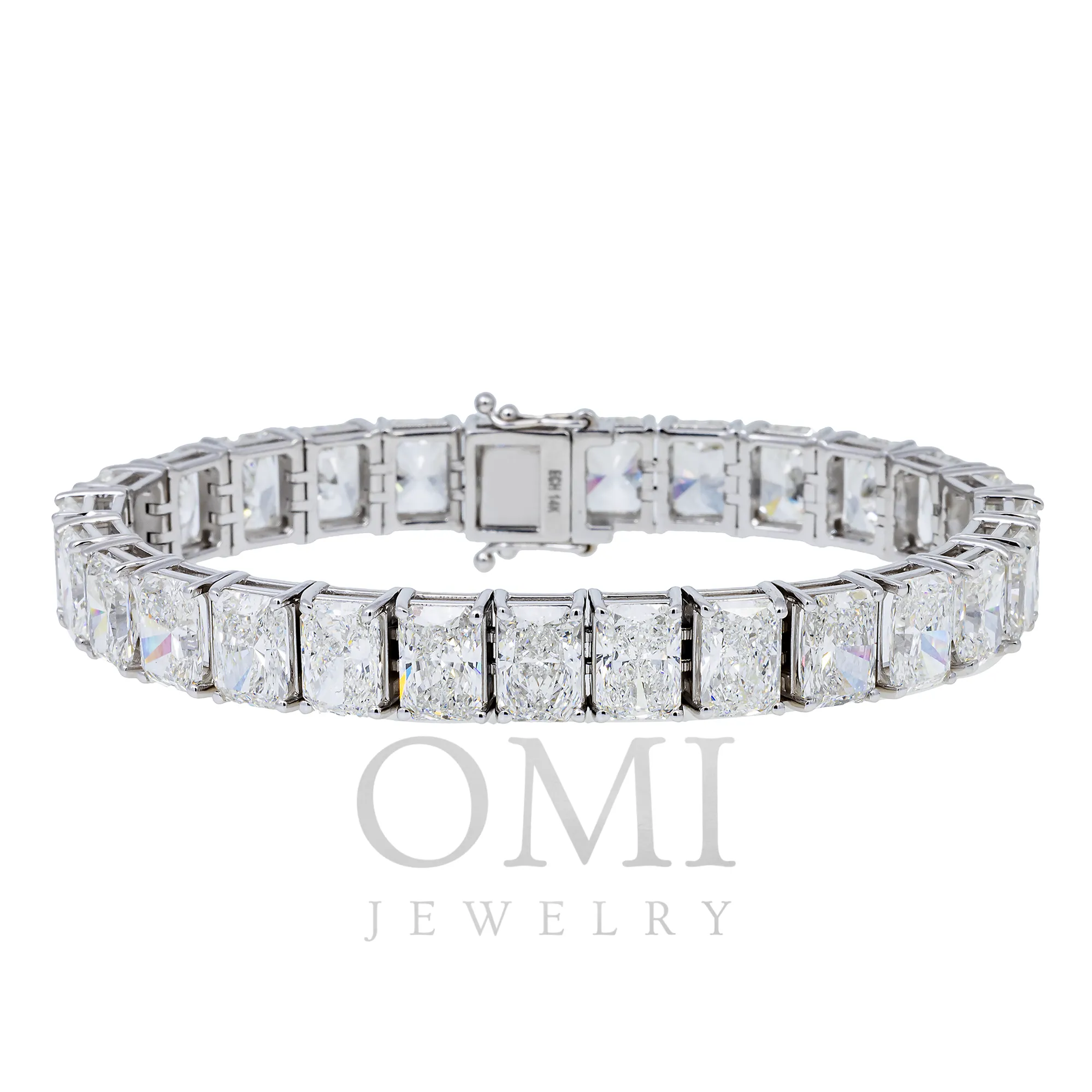 14K GOLD RADIANT CUT LAB DIAMOND TENNIS BRACELET 39.50 CT