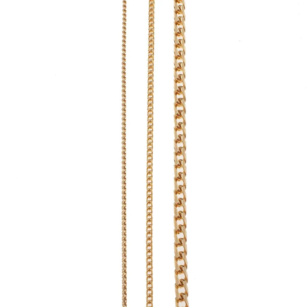 14K Gold Small Franco Diamond Cut Necklace 1.5mm