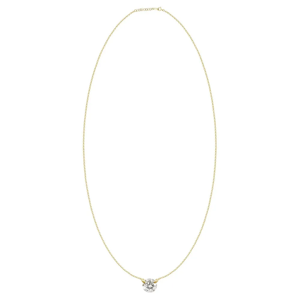 18k Gold Diamond Solitaire Pendant Necklace