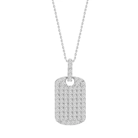 18k Gold Pave Diamond Dog Tag Pendant Necklace