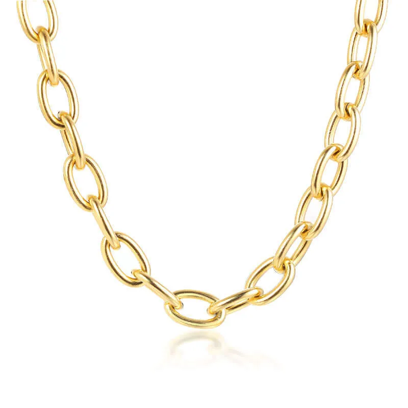 18K Gold Plated No-tarnish Medical Grade Titanium Metallic Style Chain Necklace & Bracelet