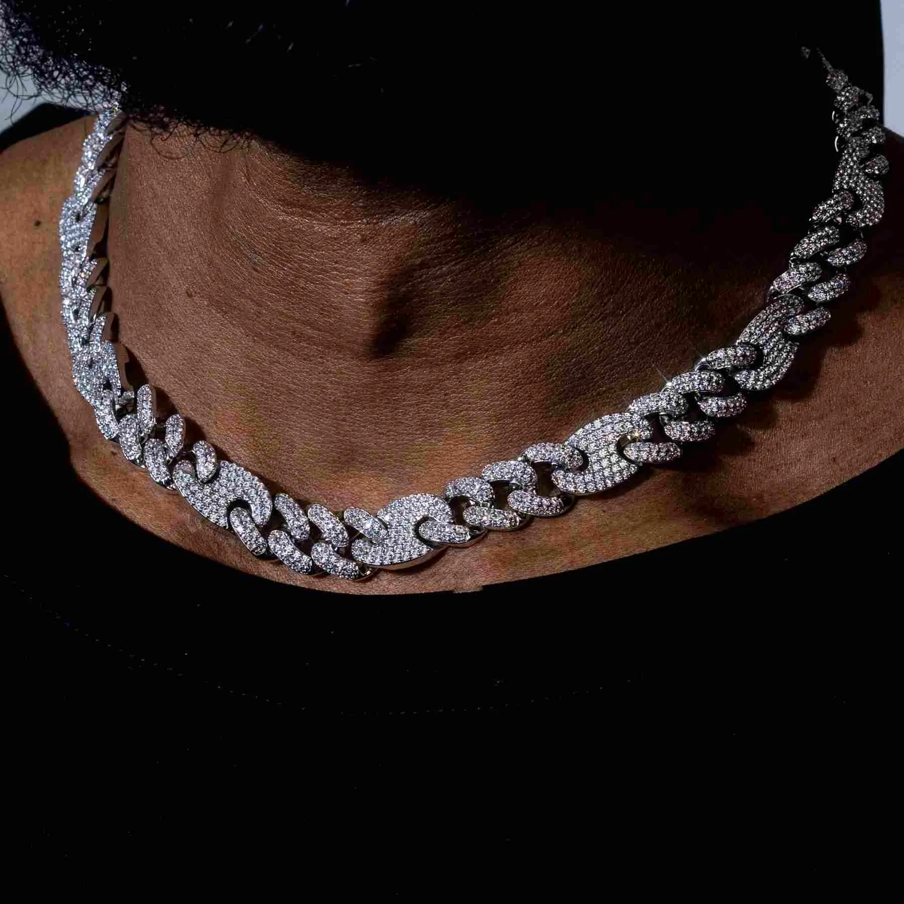 19mm Iced Out Coffee Bean Beaded Chain