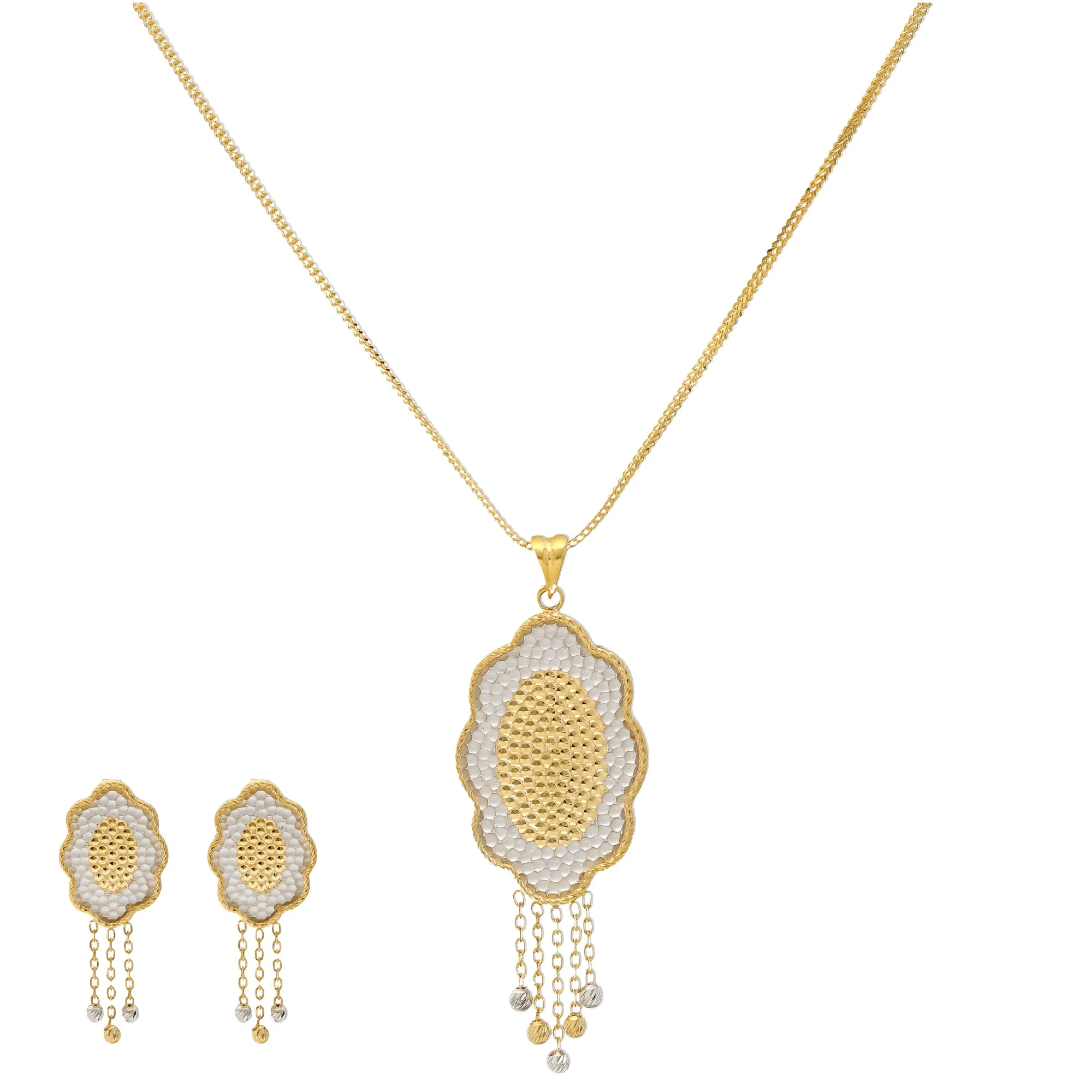 22K Multi-Tone Gold Pendant Set (12.7gm)