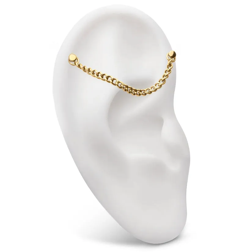 24kt Gold PVD Curb Titanium Nose & Cartilage Piercing Chain