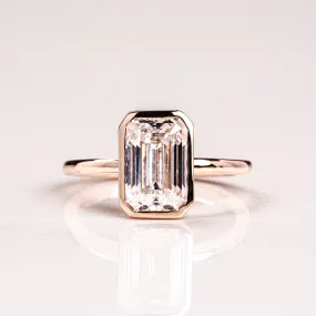 2.50CT Emerald Cut Diamond Moissanite Bezel Engagement Ring