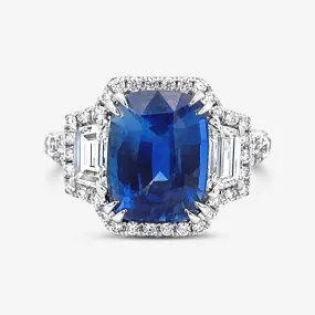 5.52CT Blue Sapphire & Diamond Ring