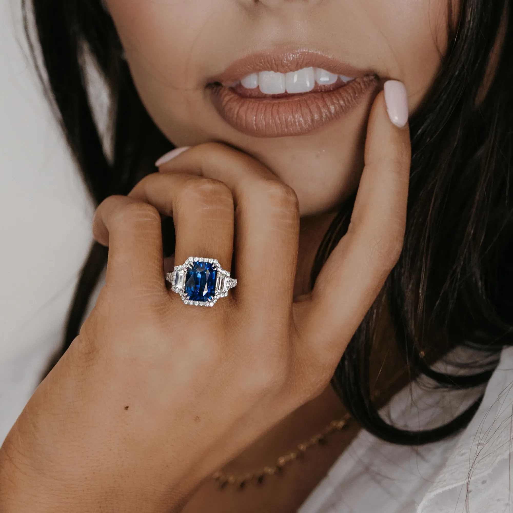 5.52CT Blue Sapphire & Diamond Ring