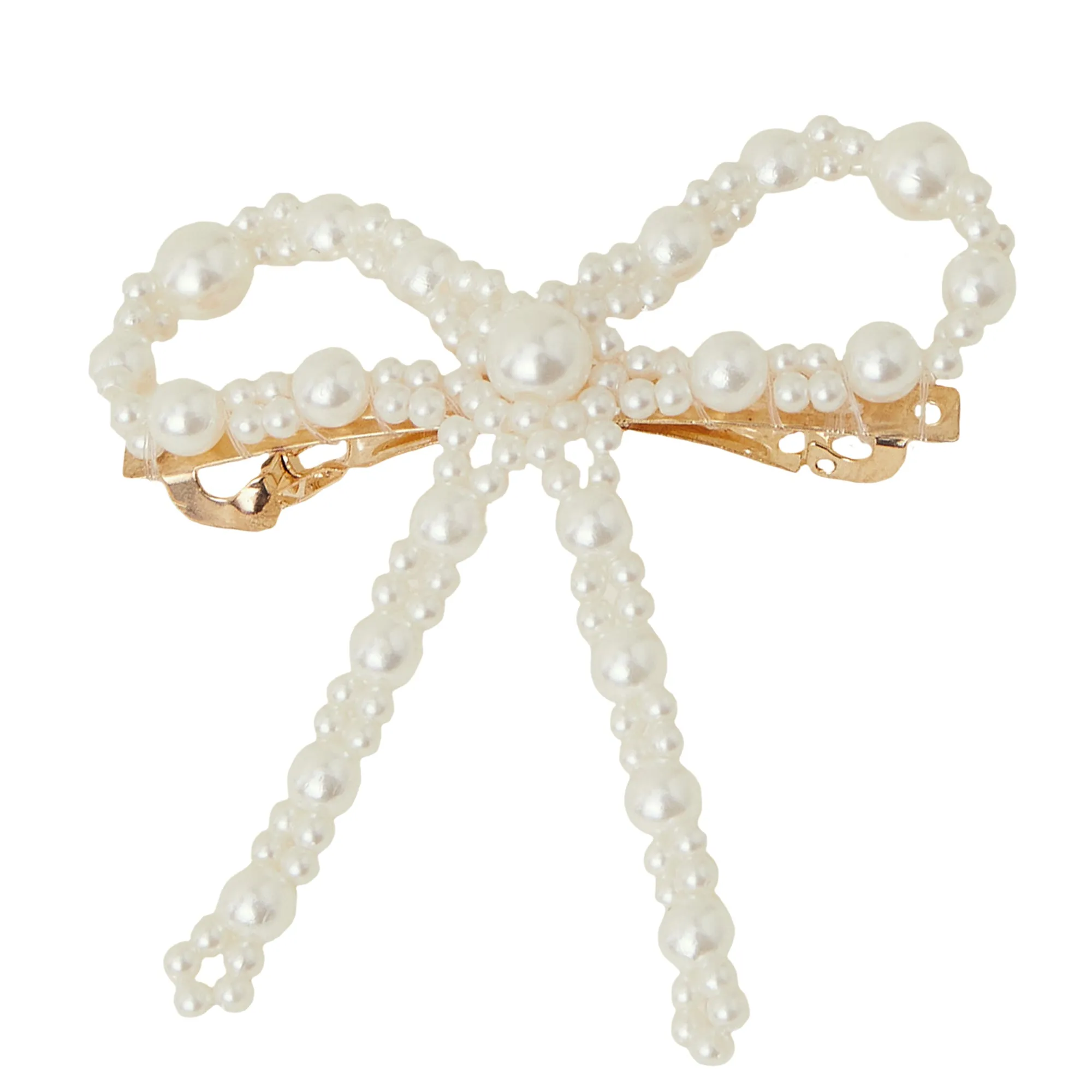 Accessorize London White Mini Bow Pearl Barrette Clip