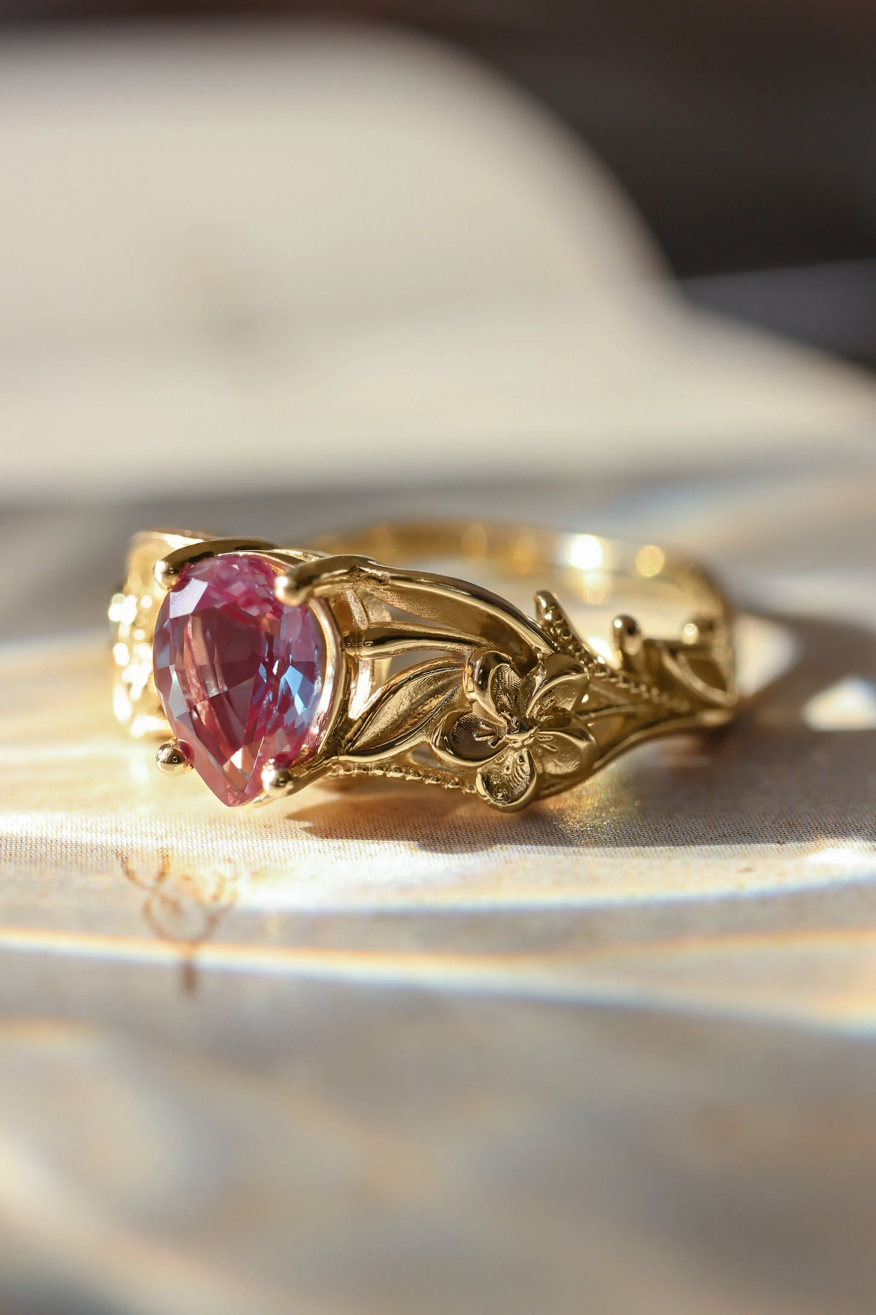 Alexandrite engagement ring, art nouveau ring / Eloise