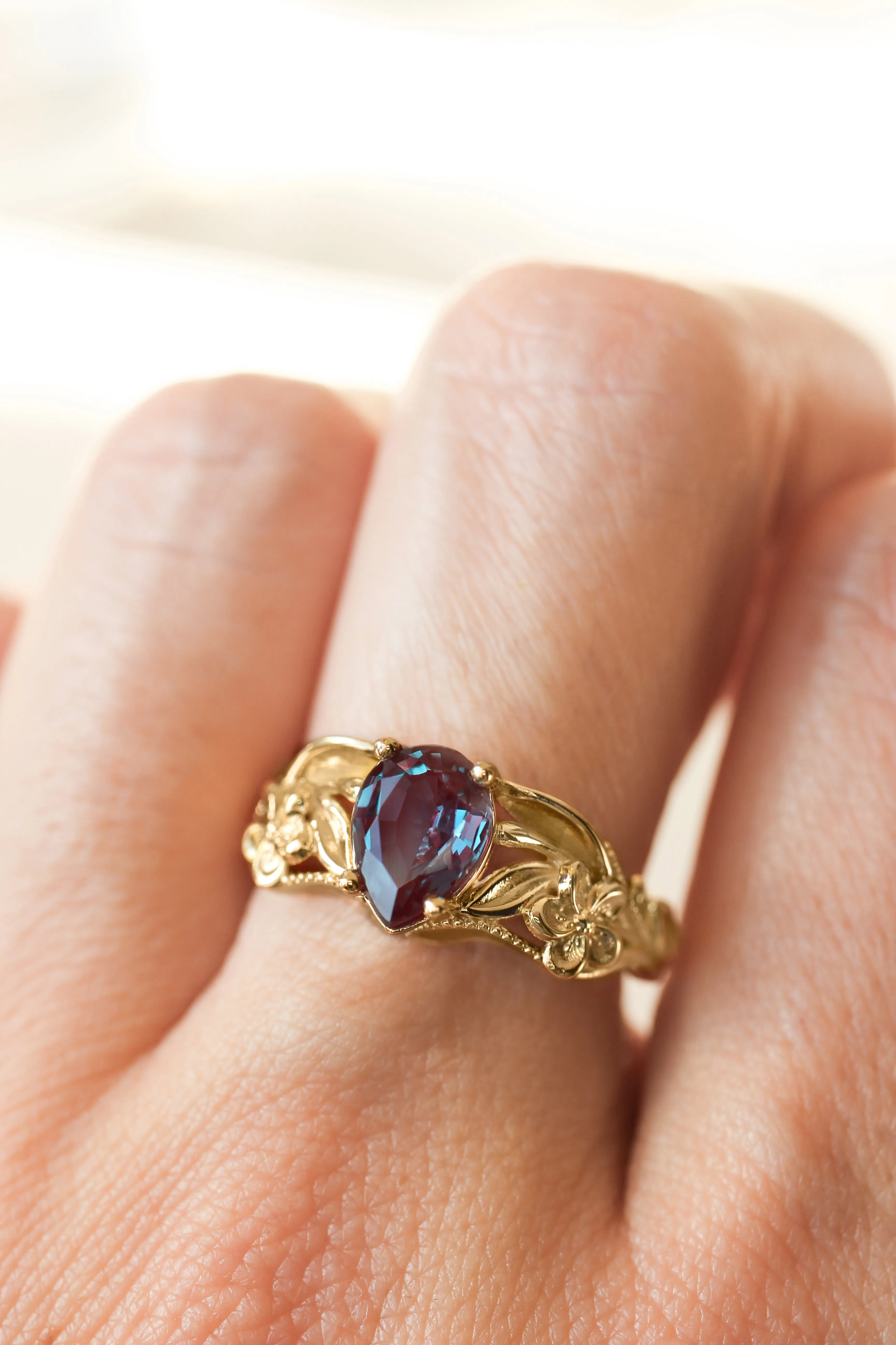 Alexandrite engagement ring, art nouveau ring / Eloise