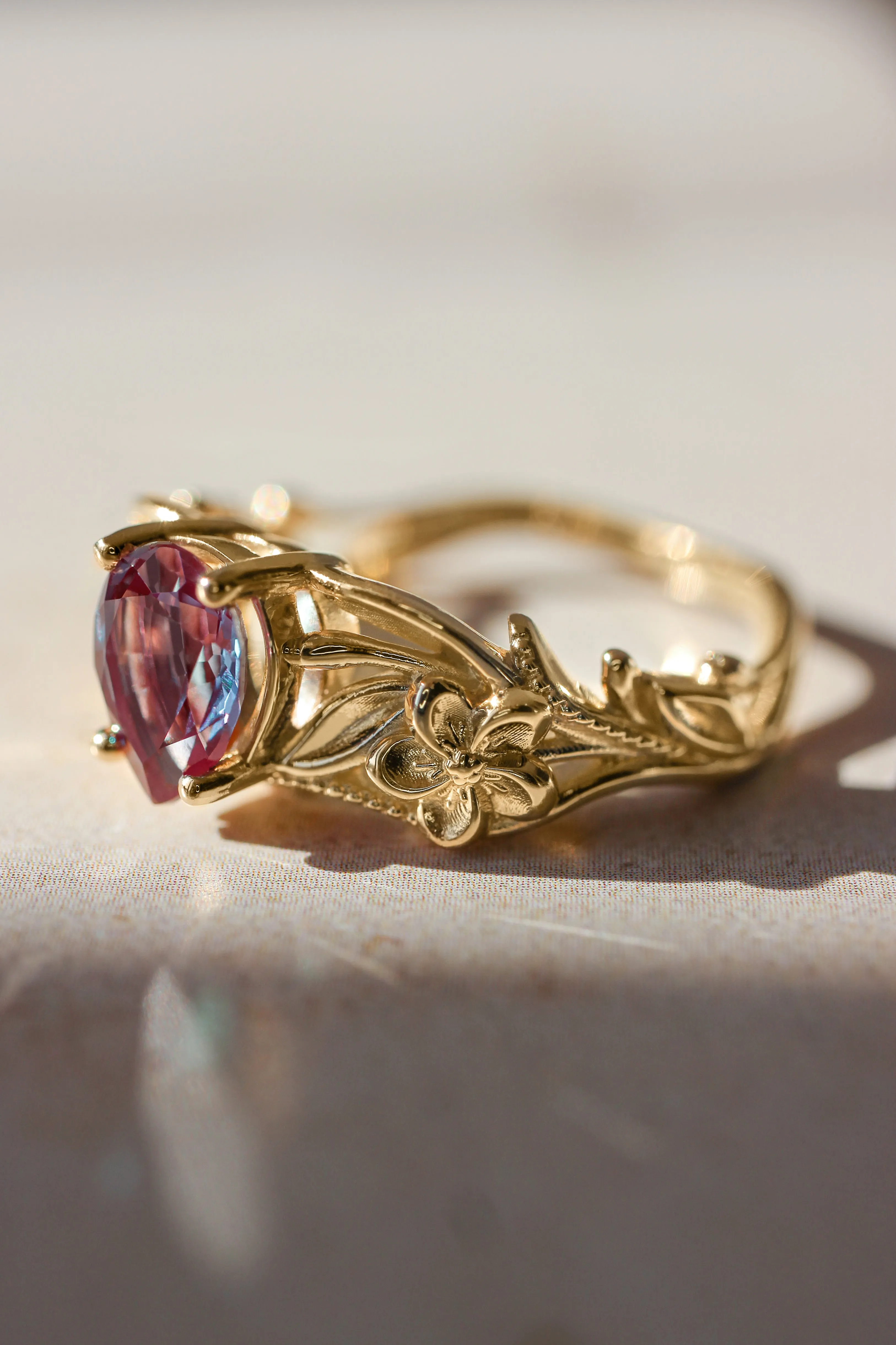 Alexandrite engagement ring, art nouveau ring / Eloise