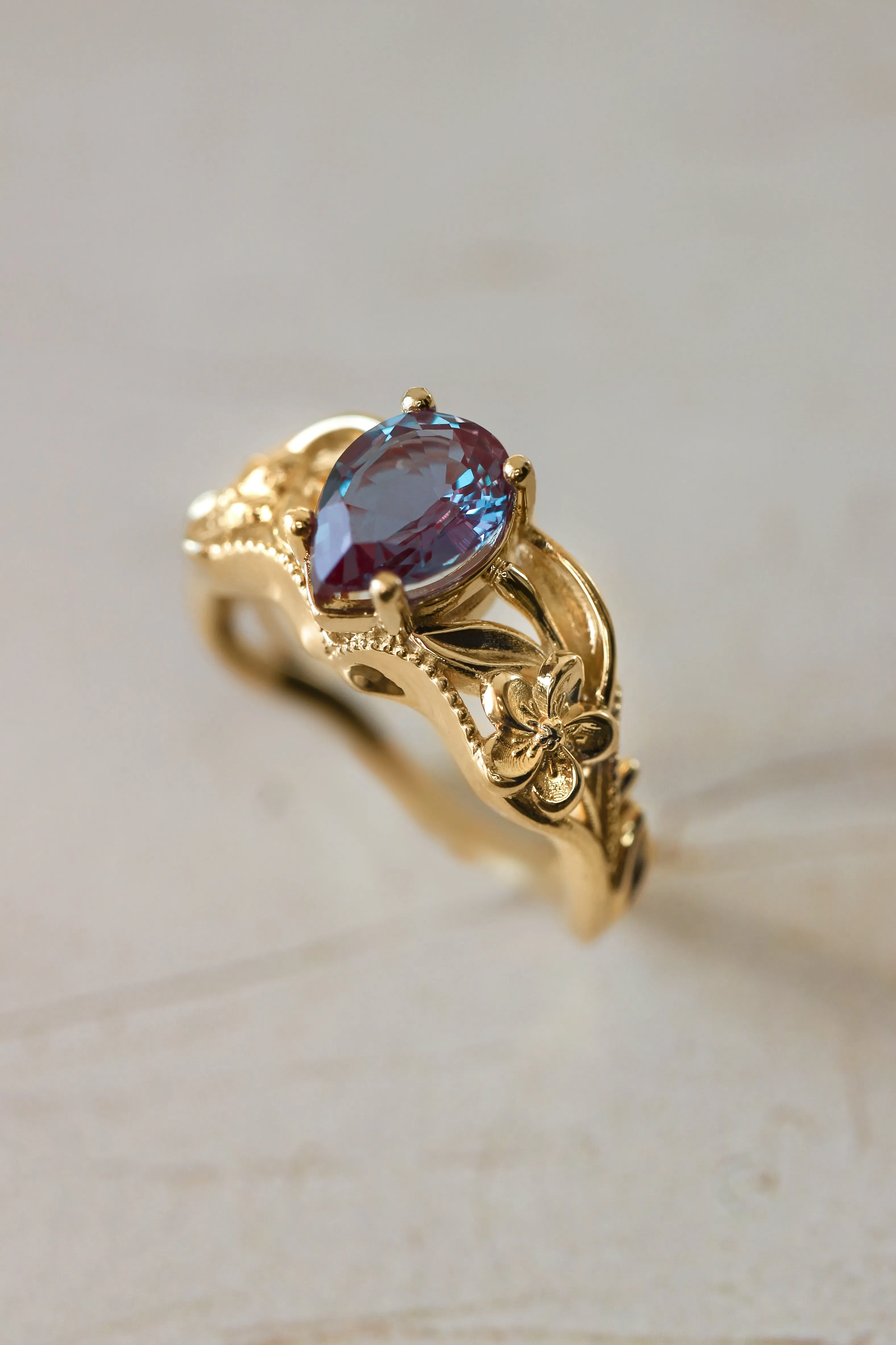 Alexandrite engagement ring, art nouveau ring / Eloise