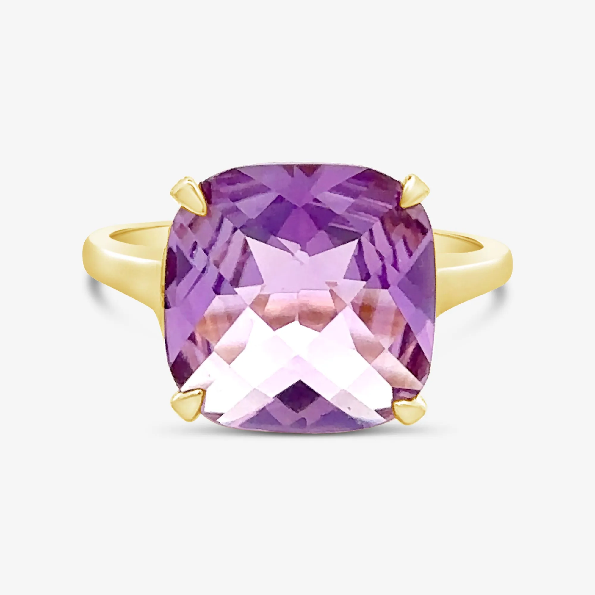 Amethyst Solitaire Cushion Cut Ring