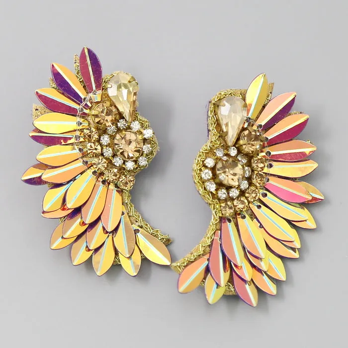 Angel Wings Sequin Drop Earrings