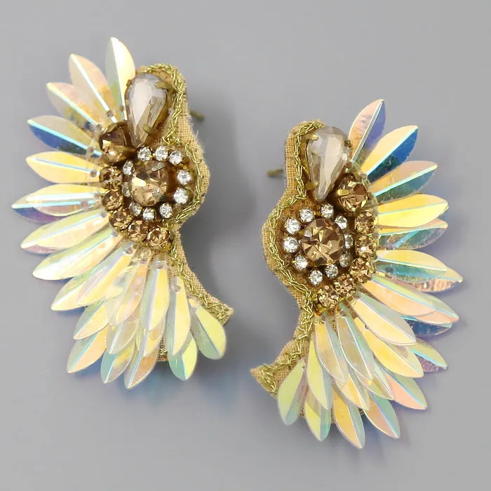 Angel Wings Sequin Drop Earrings