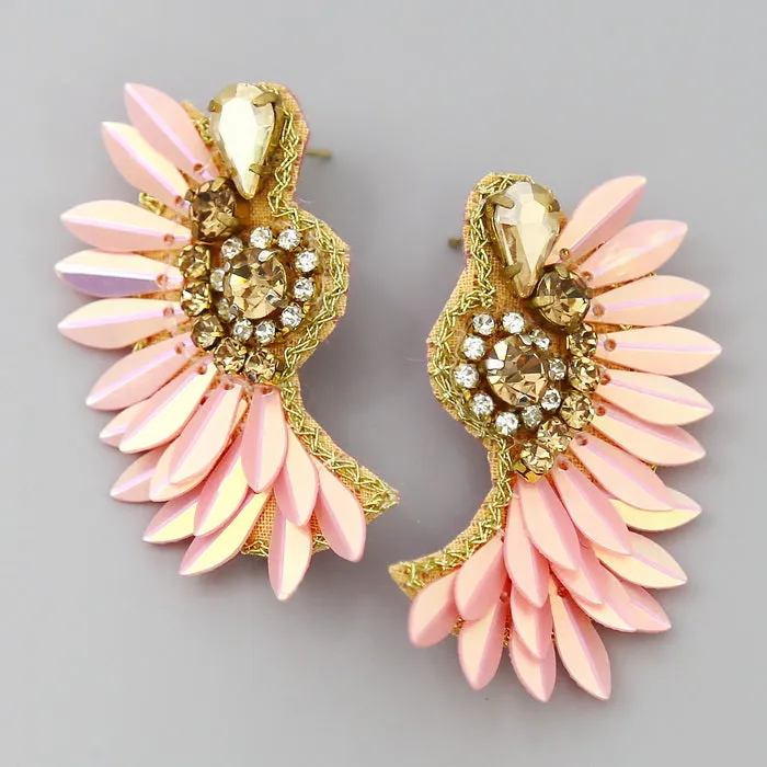 Angel Wings Sequin Drop Earrings