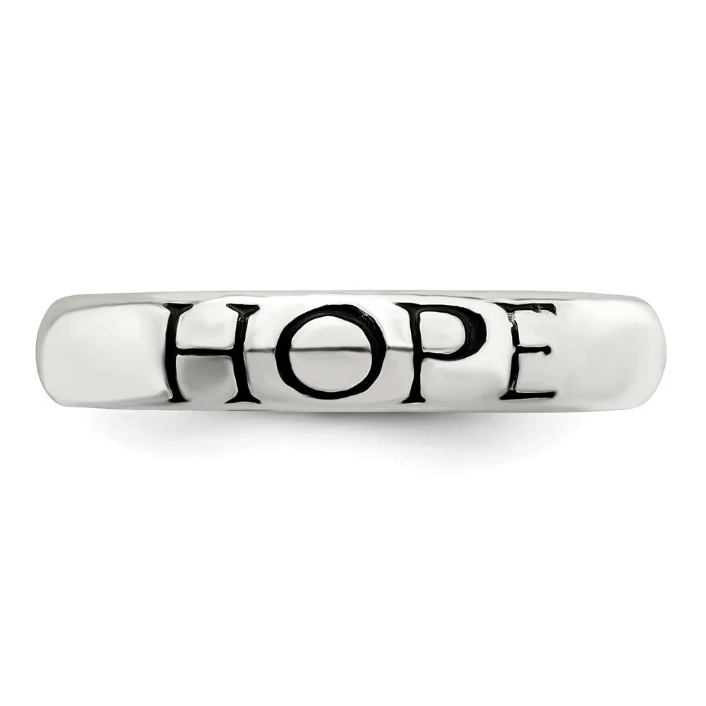 Antiqued & Polished Hope Ring in Sterling Silver