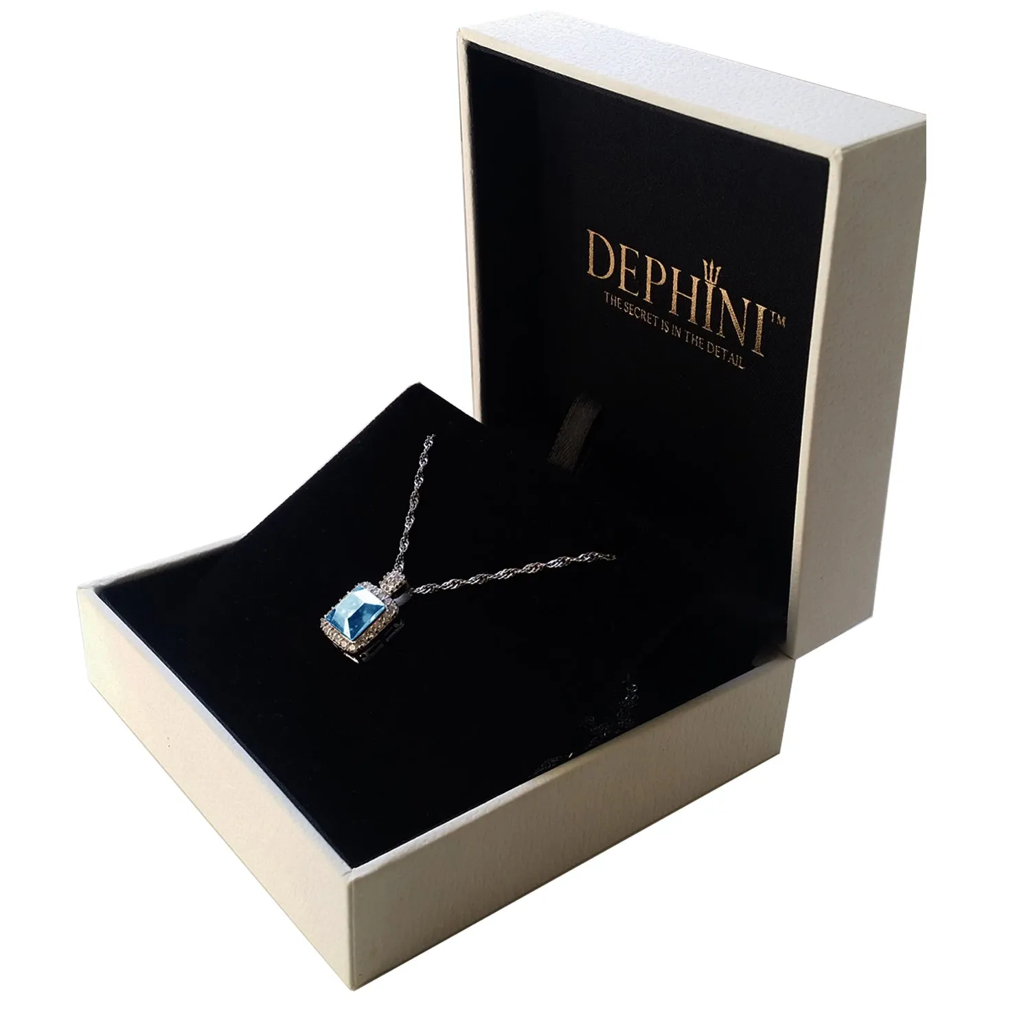 Aqua crystal necklace by DEPHINI 925 sterling silver jewellery pendant