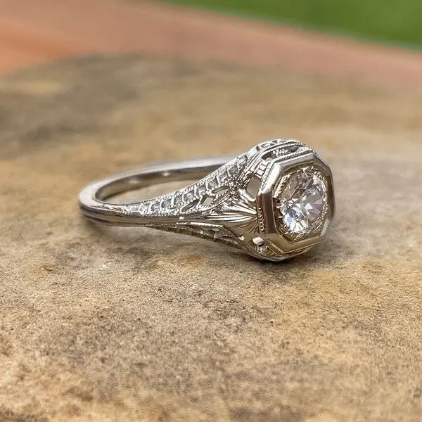 Art Deco Engagement Ring, TRB 0.37ct.