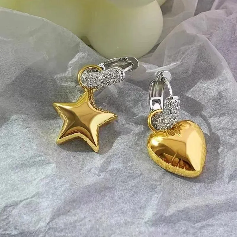 Asymmetrical Star Heart Drop Earrings Charm Jewelry RB300