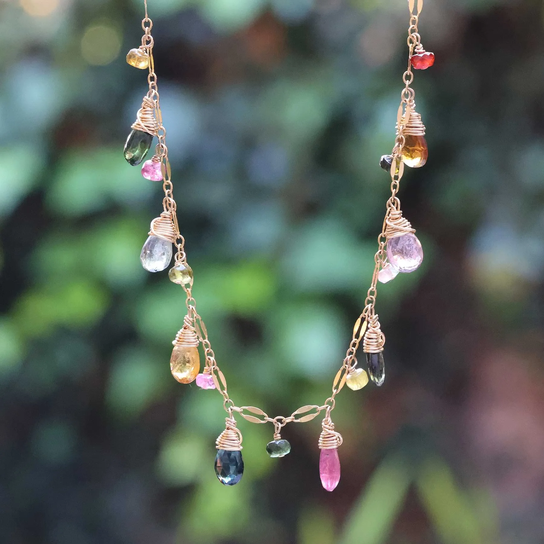 Autumn Harmony - Multi Tourmaline Gold Necklace