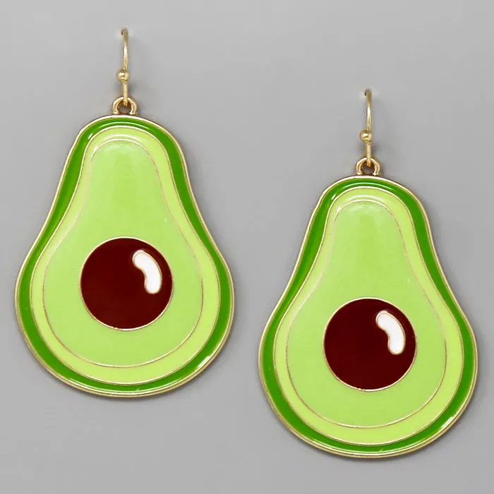 Avocado Enamel Drop Earrings