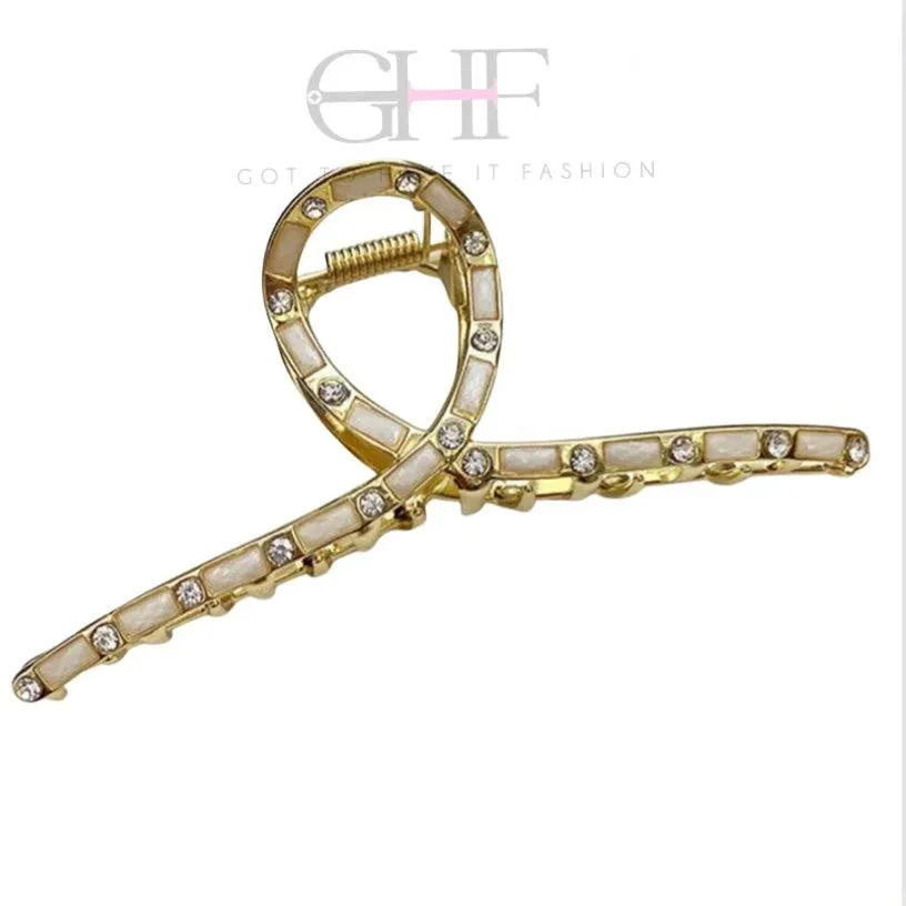 Bamboo and Rhinestone Hair Clip