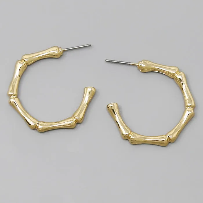 Bamboo Texture Metal Hoop Earrings