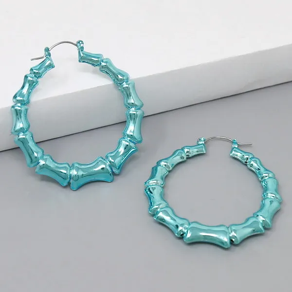 Bamboo Textured Metal Hoop Earrings