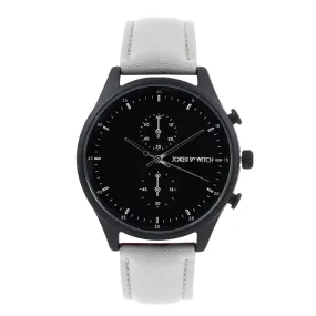 Beetle Black Dial Light Grey Pu Strap Watch