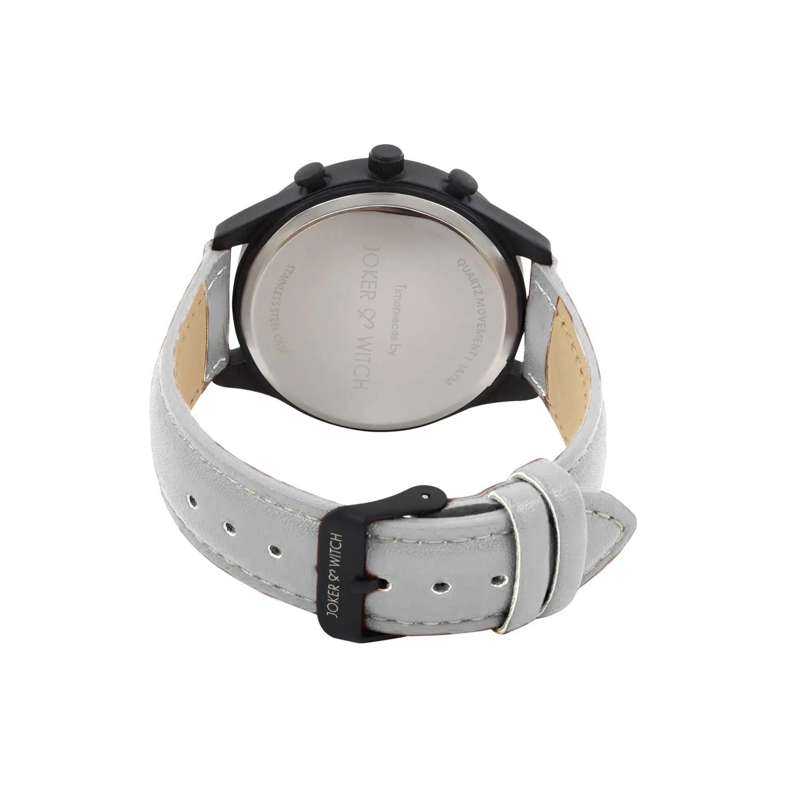 Beetle Black Dial Light Grey Pu Strap Watch