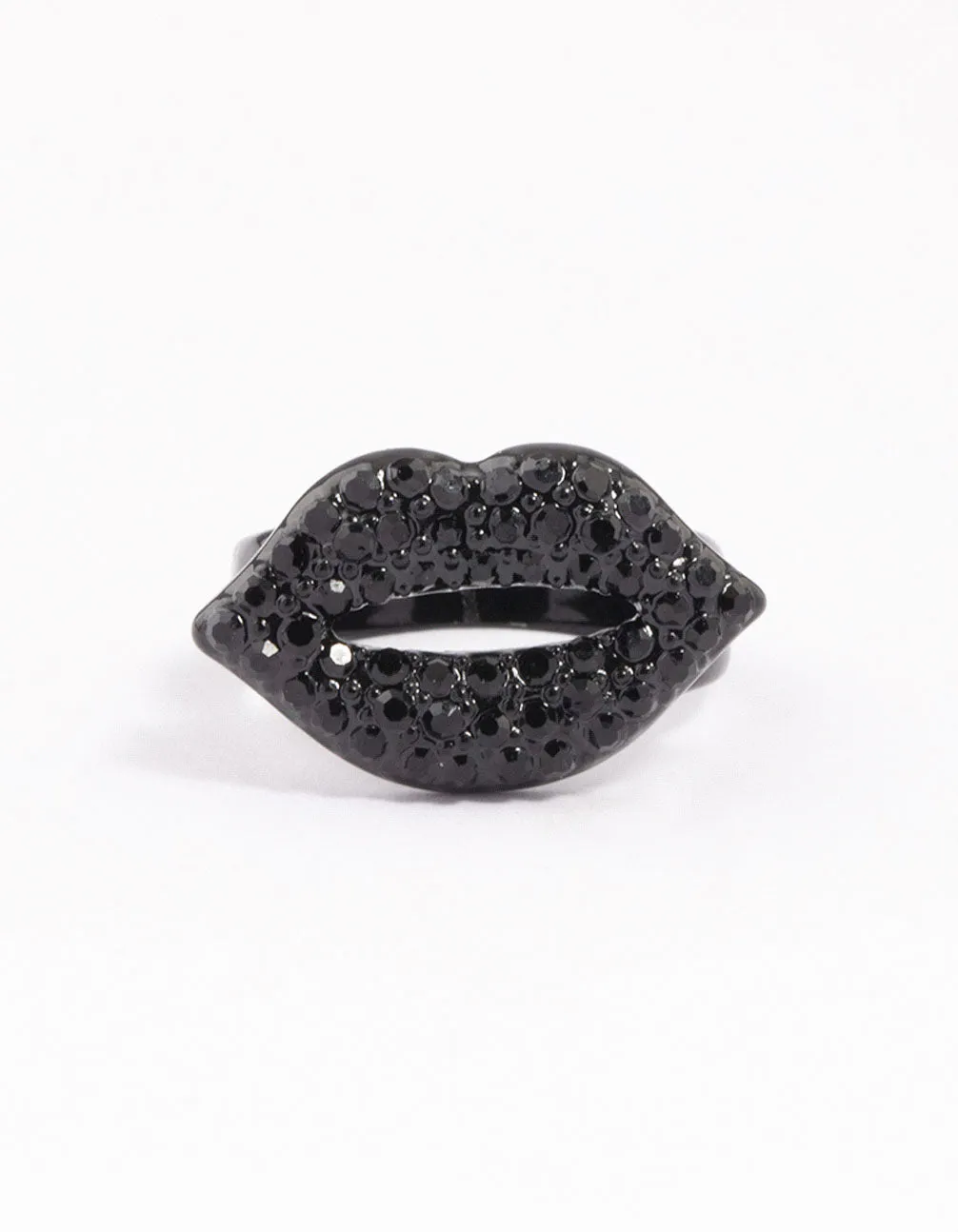 Black Crystal Lips Ring