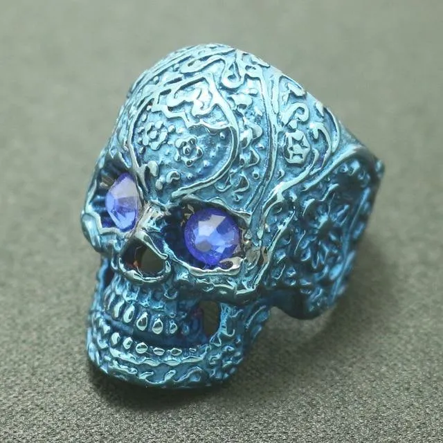 Blue-Eyed Sugar Skull Ring