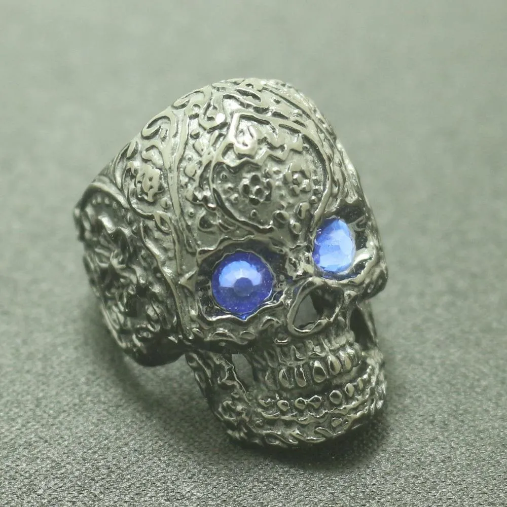 Blue-Eyed Sugar Skull Ring