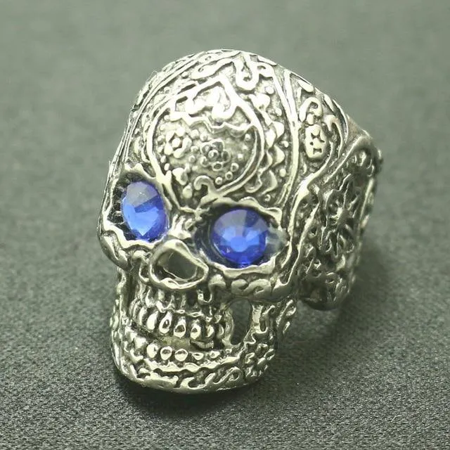 Blue-Eyed Sugar Skull Ring