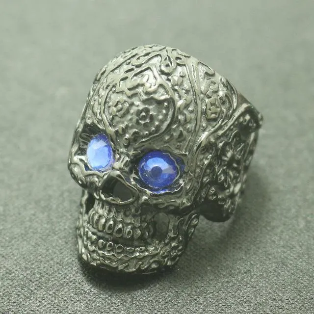 Blue-Eyed Sugar Skull Ring