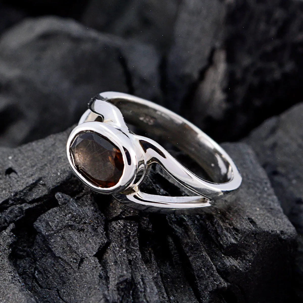 Bonny Gem Smoky Quartz Solid Silver Ring Jewelry Magnifying Glass