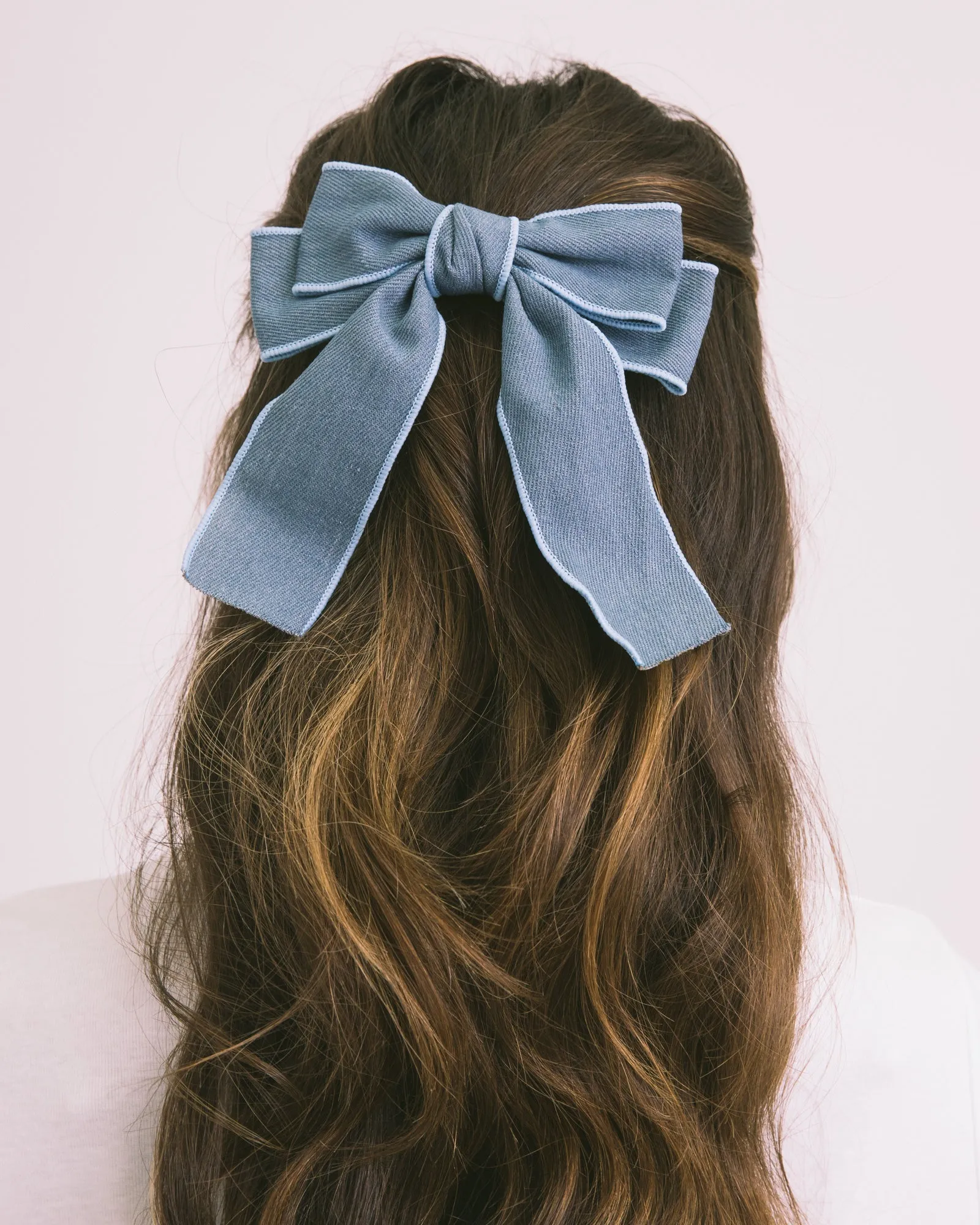 Bow Hair Clip Denim