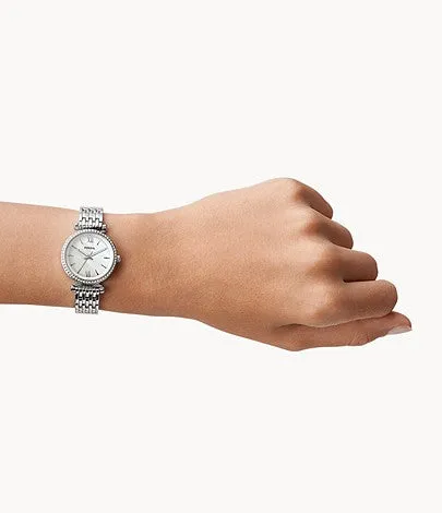 Carlie Mini Three-Hand Watch, Silver/White | Fossil