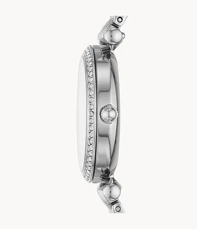 Carlie Mini Three-Hand Watch, Silver/White | Fossil