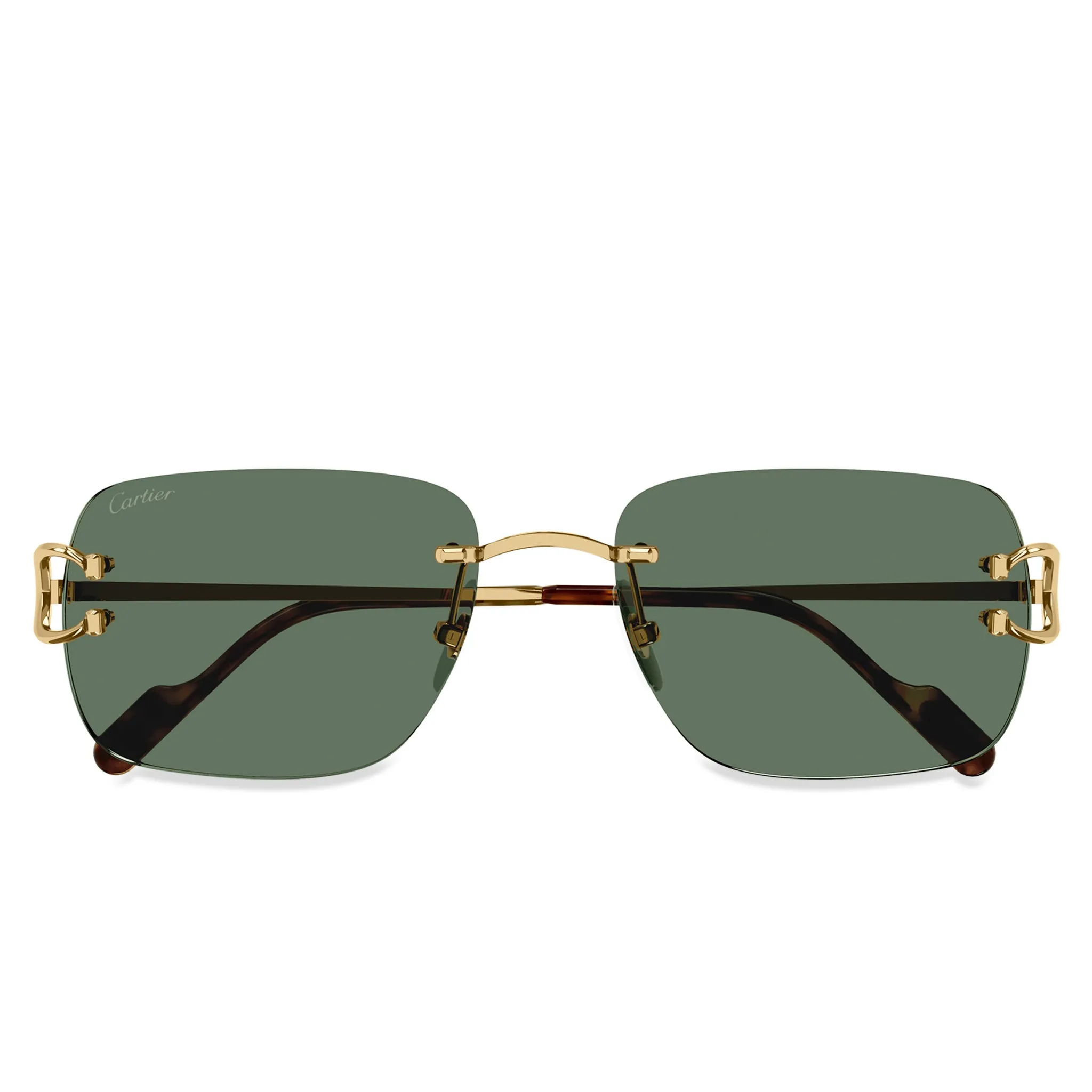 Cartier Eyewear CT0330S-002 C Decor Gold Green Rimless Sunglasses