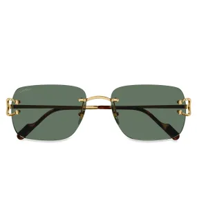 Cartier Eyewear CT0330S-002 C Decor Gold Green Rimless Sunglasses